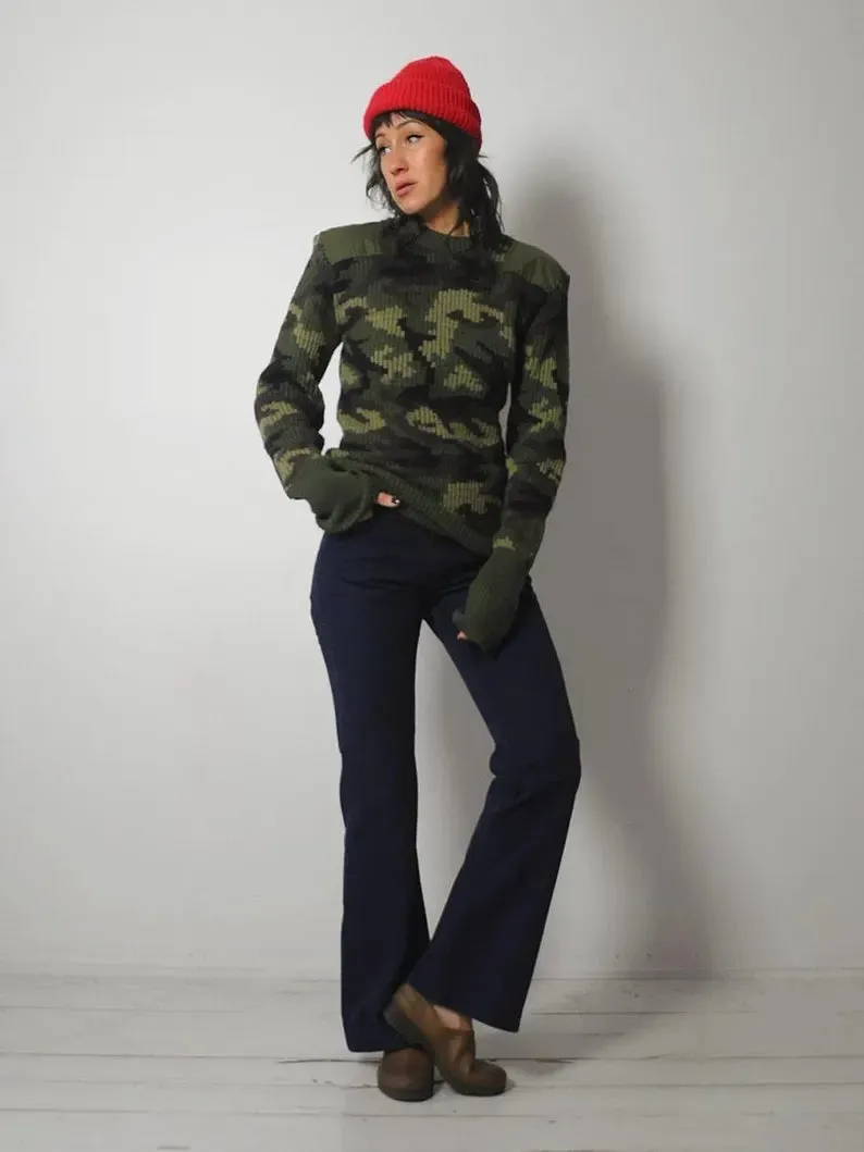 1970's Camo Ribbed wool Sweater