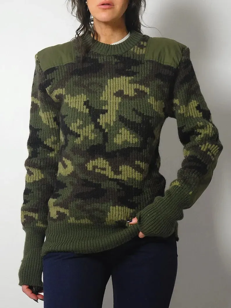 1970's Camo Ribbed wool Sweater