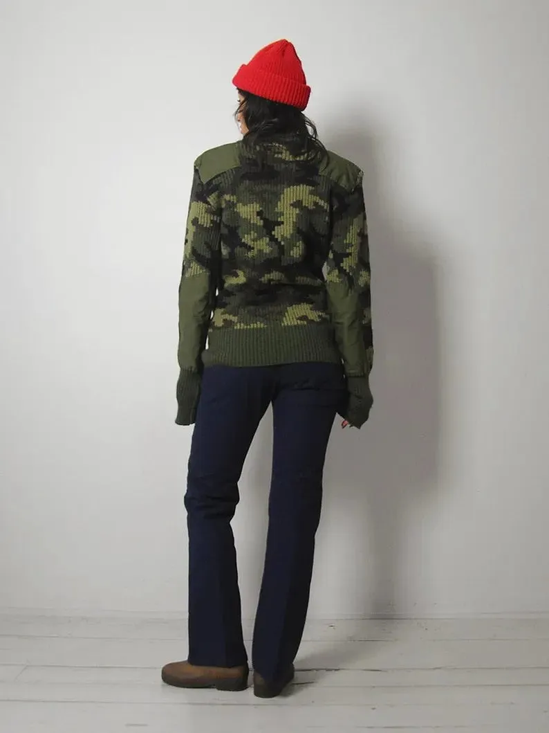 1970's Camo Ribbed wool Sweater