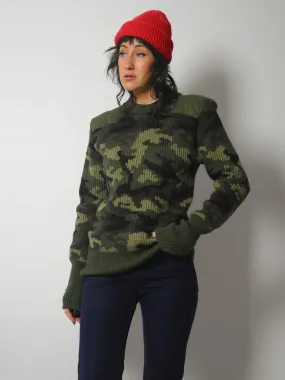 1970's Camo Ribbed wool Sweater