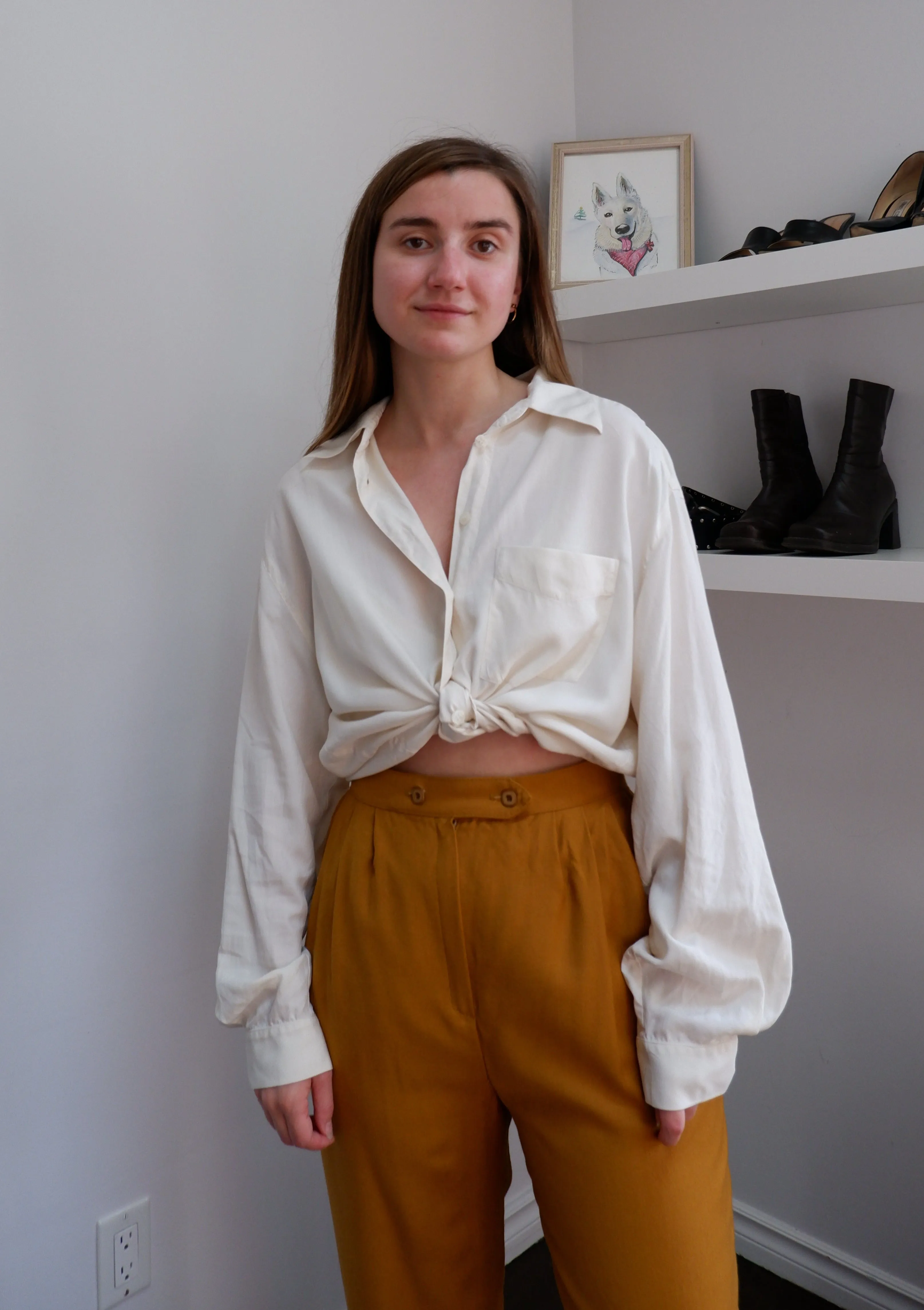 90's Classic 100% Silk Button Down - L