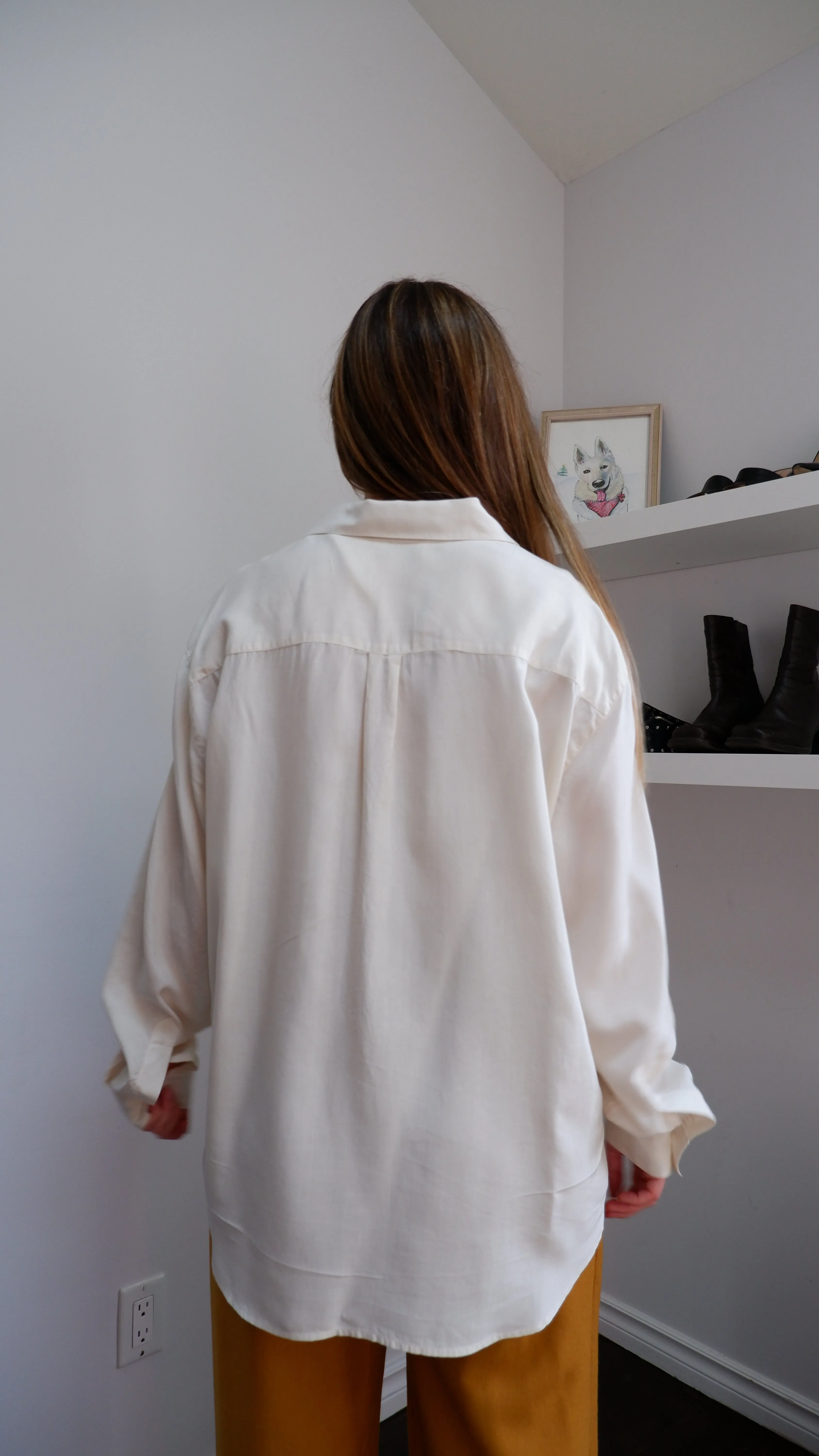 90's Classic 100% Silk Button Down - L