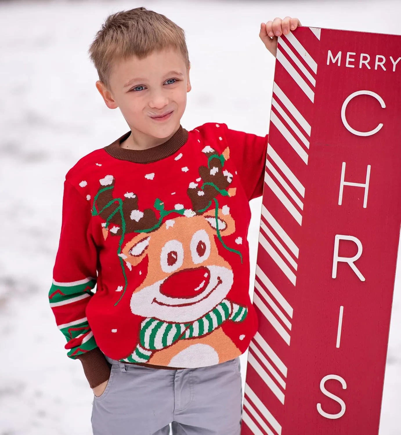 Ahegao Kids Ugly Christmas Sweater Xman Graphic Sweatshirts LED Light Up Knitted Pullover for 7-14Y