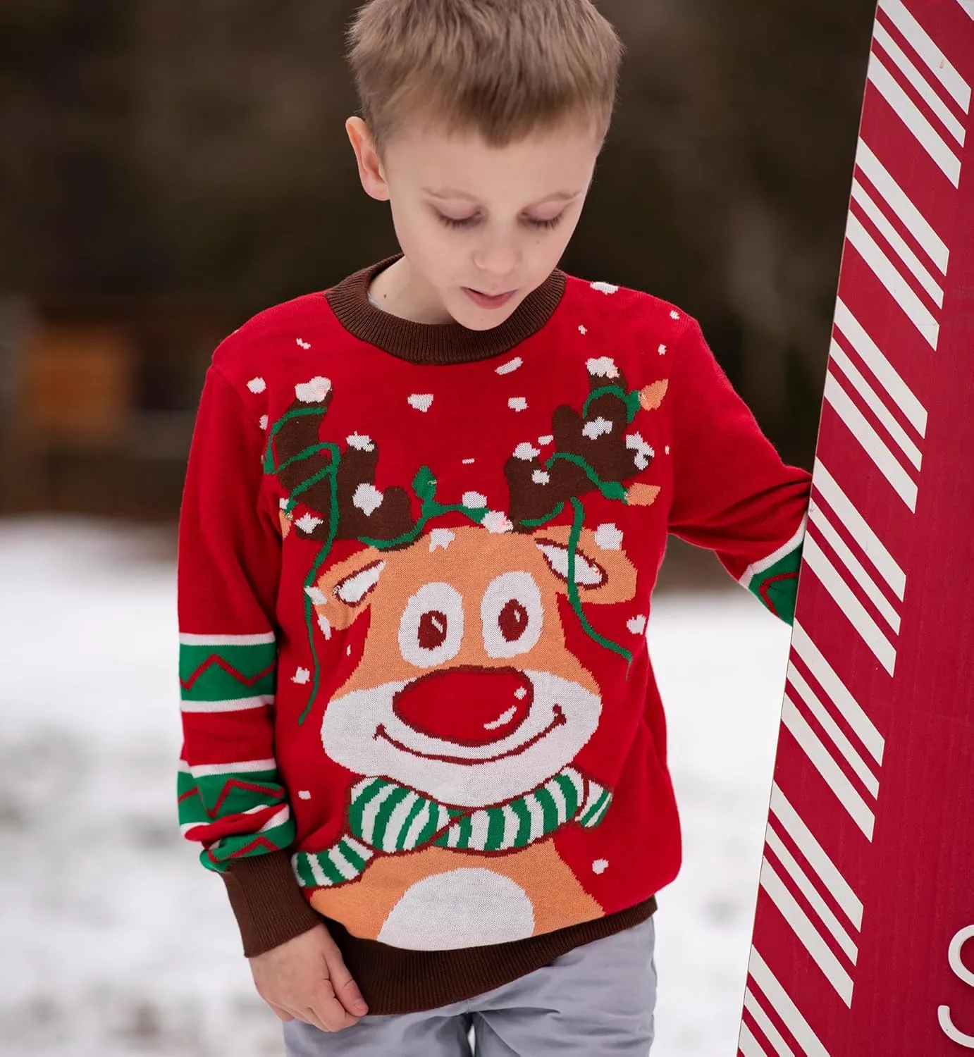 Ahegao Kids Ugly Christmas Sweater Xman Graphic Sweatshirts LED Light Up Knitted Pullover for 7-14Y