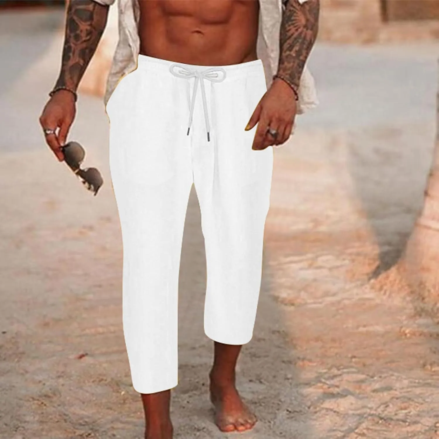 Baggy Wide Leg for Men Summer Elastic Waist Trendy Breathable Leisure Style Sport Clothes Comfy Fashion Trousers