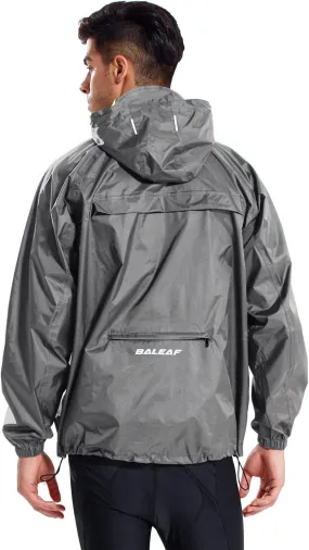 baleaf Men's Light Running Hiking Rain Jacket Waterproof with Hood Windbreaker Pullover Coats Hoodie Packable