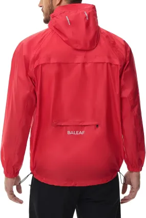 baleaf Men's Light Running Hiking Rain Jacket Waterproof with Hood Windbreaker Pullover Coats Hoodie Packable
