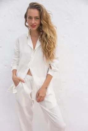 BELGIUM Boyfriendshirt Linen oyster white
