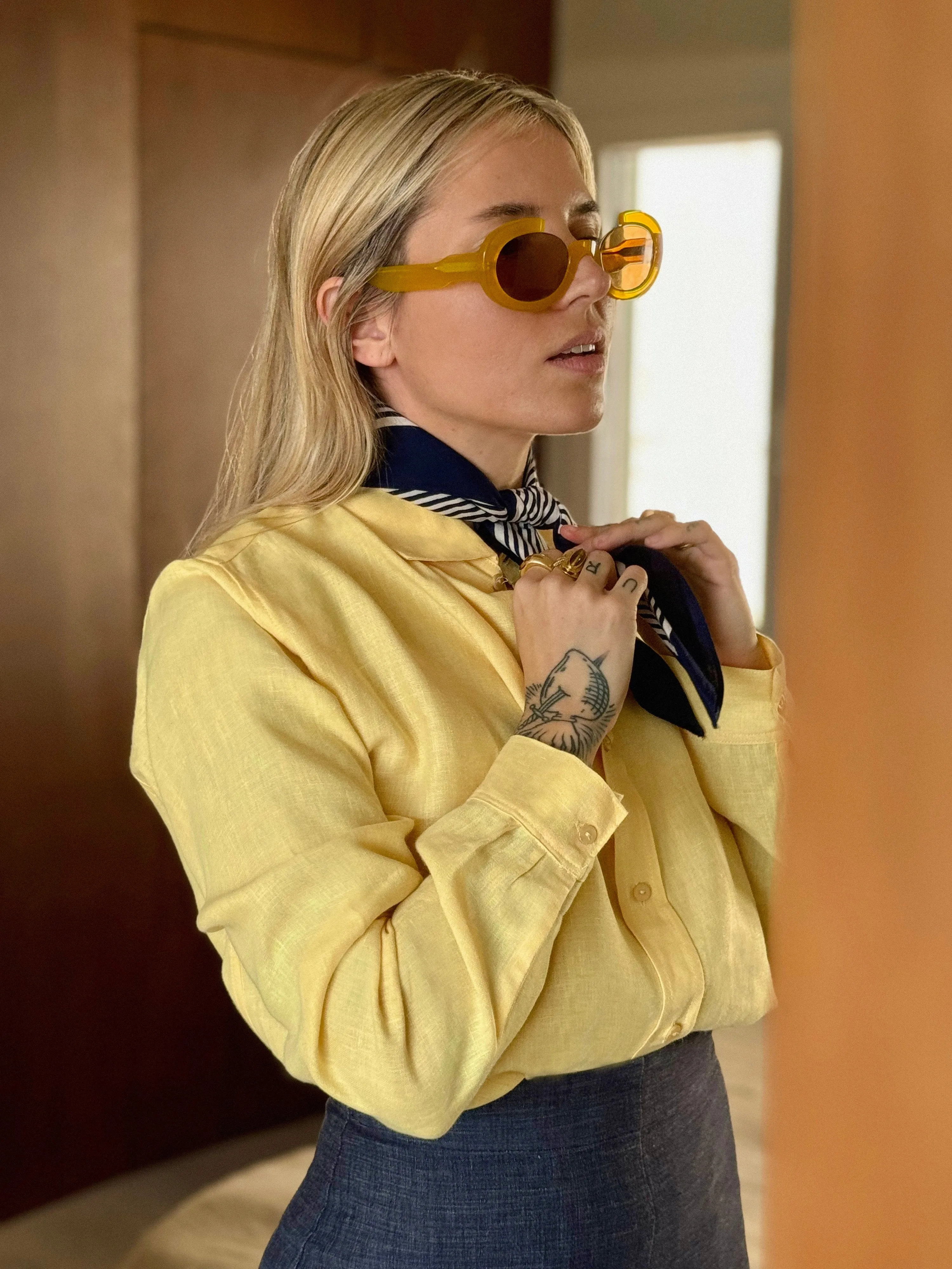 BELGIUM Boyfriendshirt yellow fine Belgium Linen