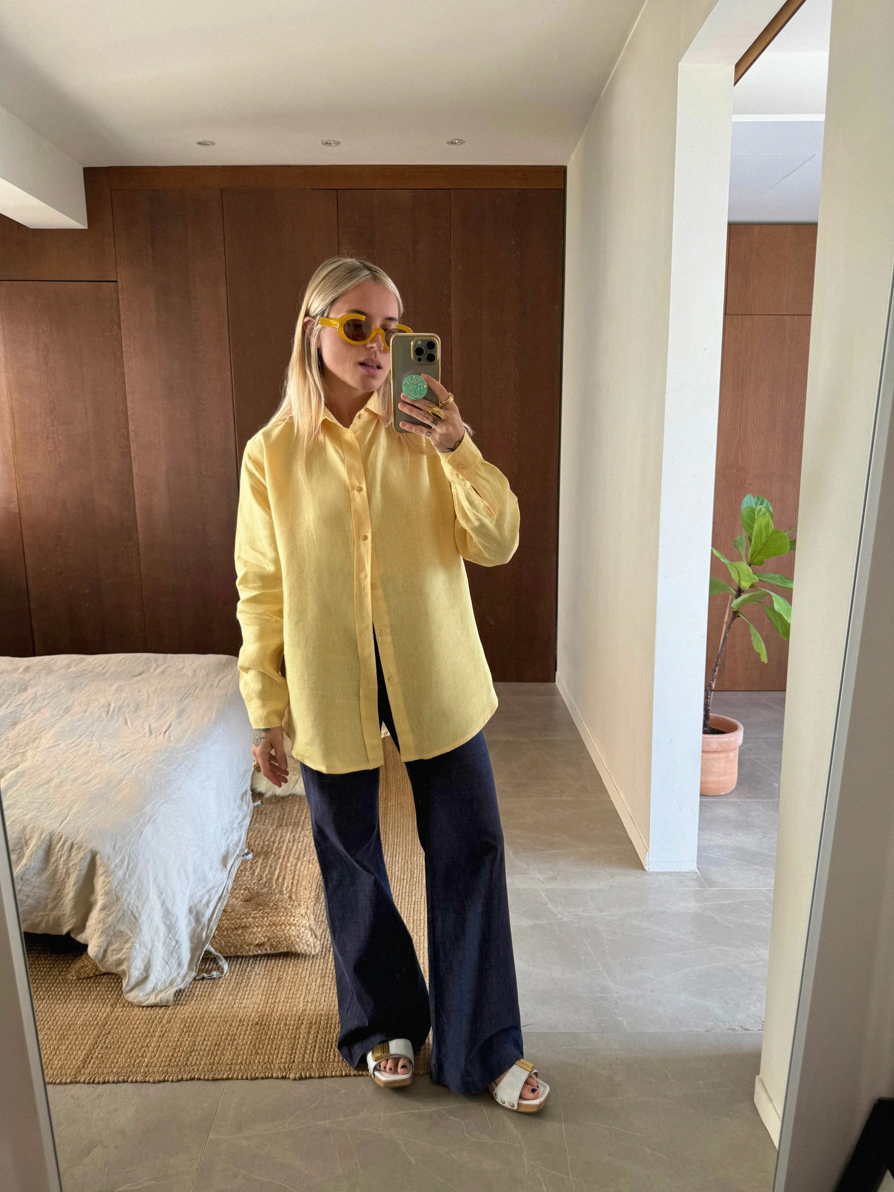 BELGIUM Boyfriendshirt yellow fine Belgium Linen