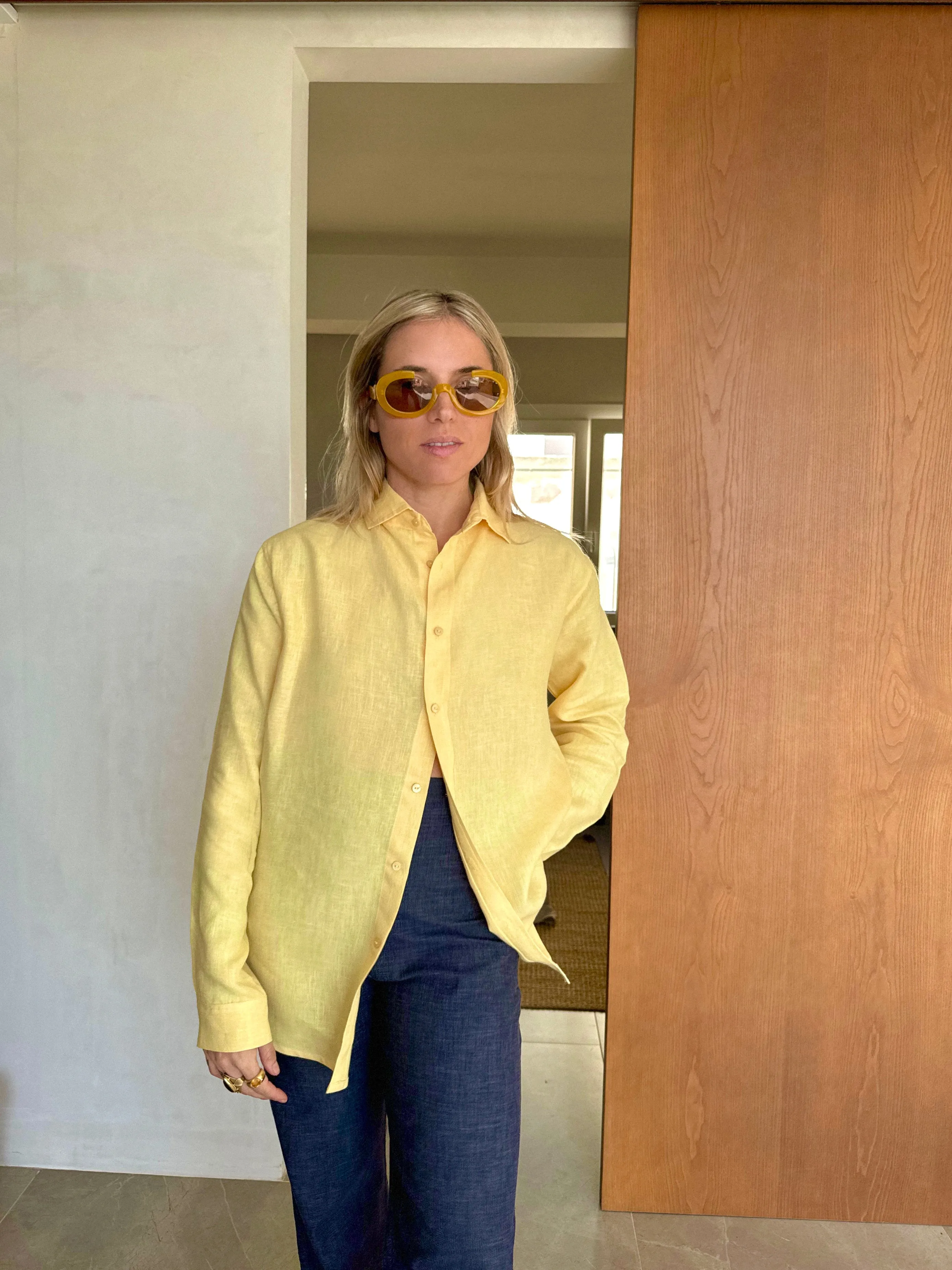 BELGIUM Boyfriendshirt yellow fine Belgium Linen