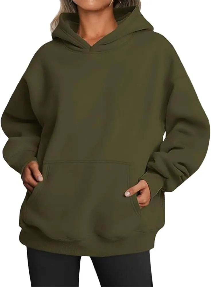 Bengbobar Hoodie Womens Fleece Oversized Hoodies Sweatshirts Plus Size Long Sleeve Fall Solid Color Pullover with Kangaroo Pocket Light Green Hoodie Lightweight Pullover with Pocket Large