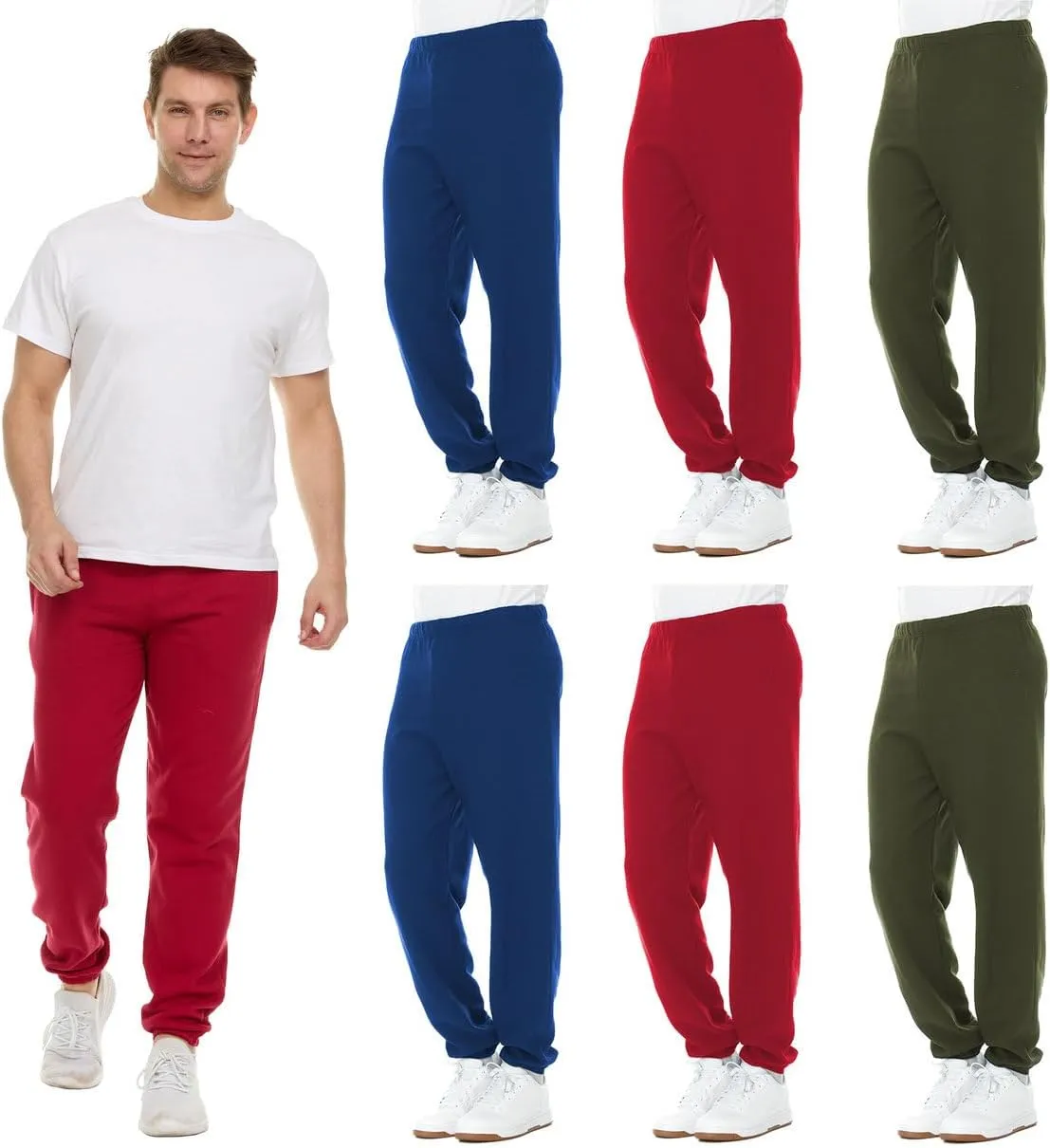 BILLIONHATS 6 Pack of Wholesale Mens Jogger Sweatpants, Homeless Shelter Donation Case, Comfy Bulk Joggers for Men