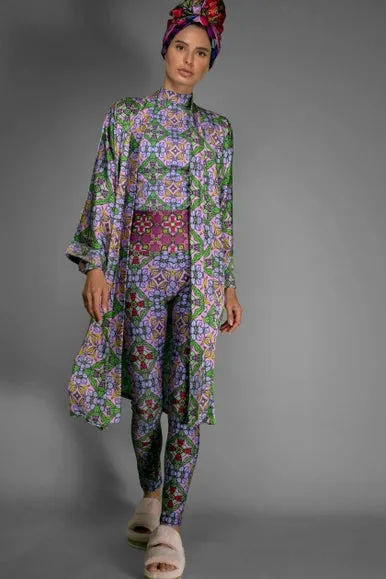 Botanic Stylish Print Trousers Deco Purple Stretchy Leggings