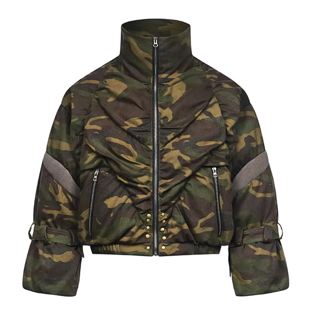 Camouflauge Cropped Puffer Coat