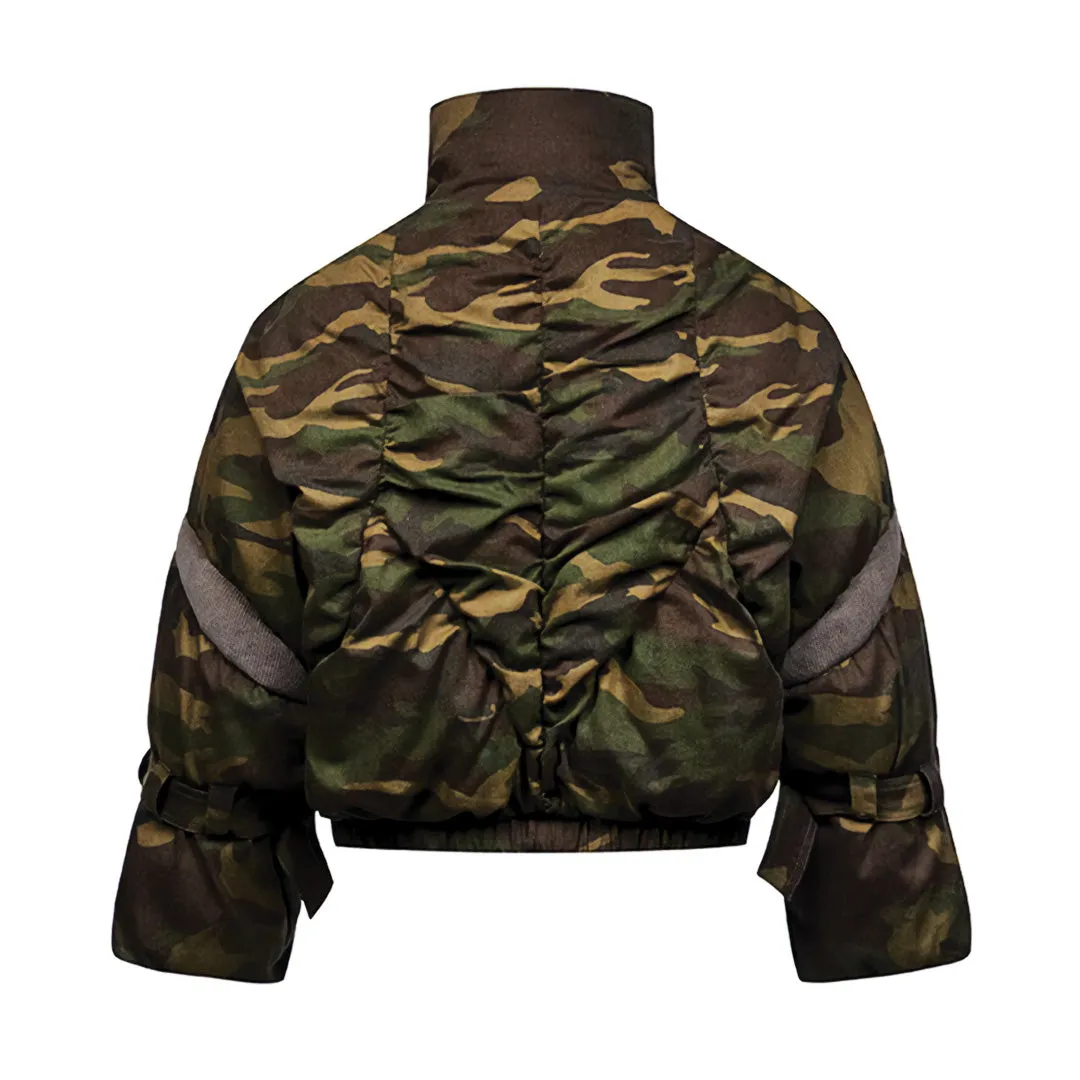 Camouflauge Cropped Puffer Coat