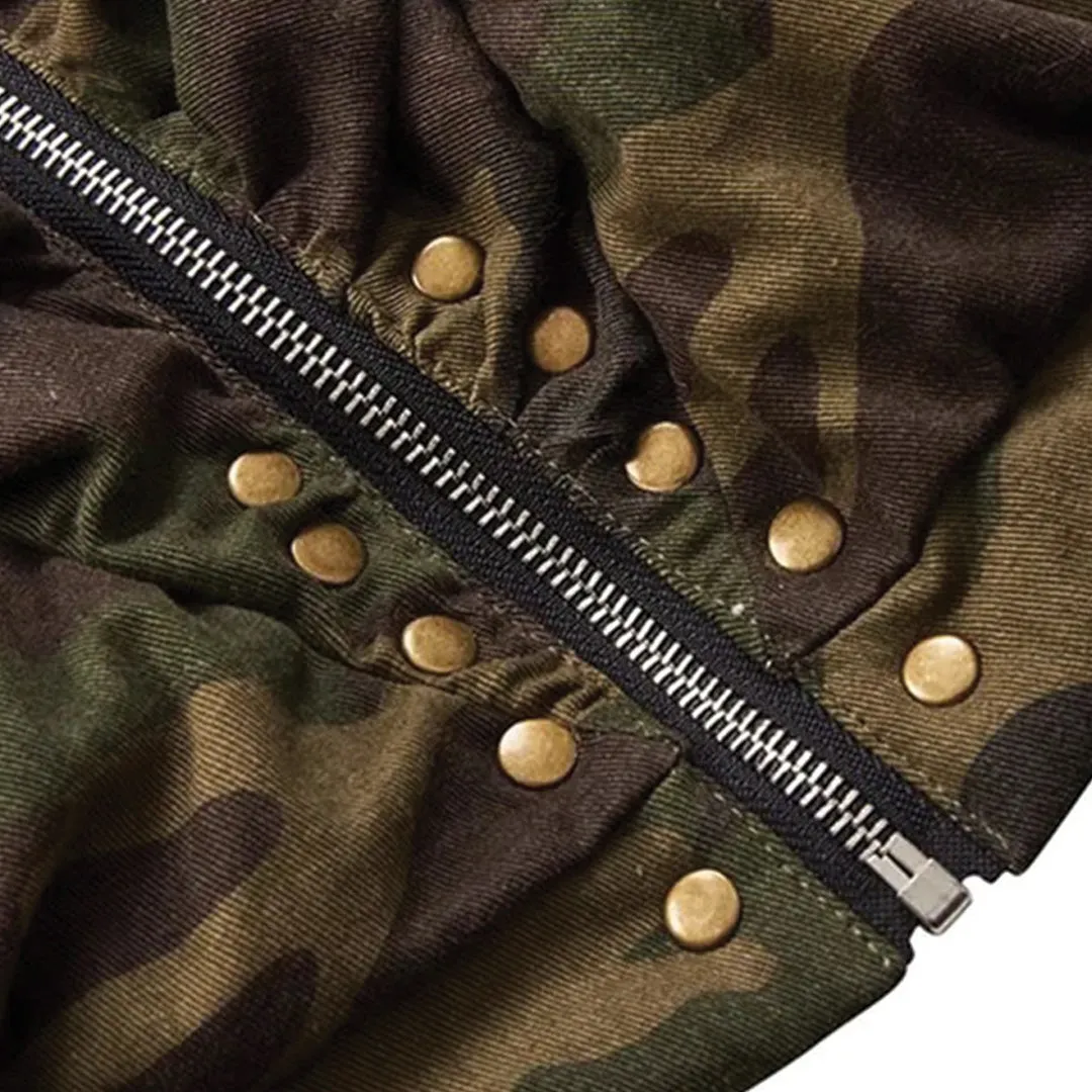 Camouflauge Cropped Puffer Coat