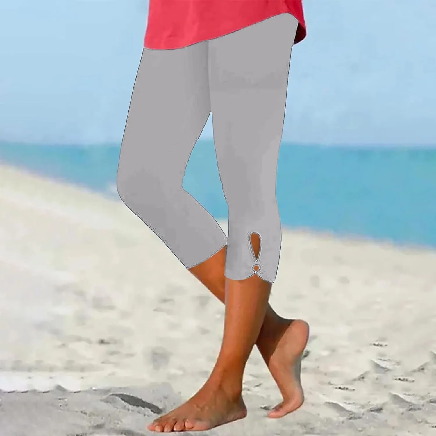 Capris Leggings for Women High Waist Cropped Pants Stretchy Workout Running Athletic Leggings with Pockets
