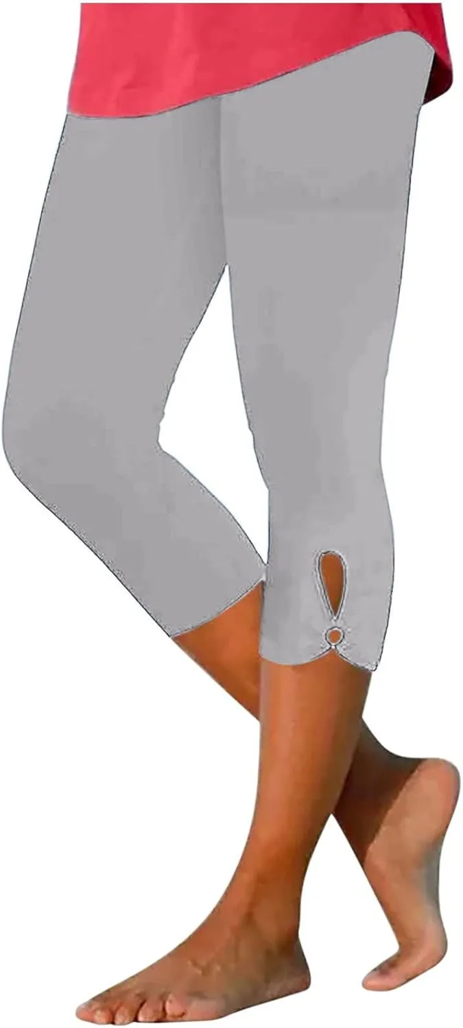 Capris Leggings for Women High Waist Cropped Pants Stretchy Workout Running Athletic Leggings with Pockets