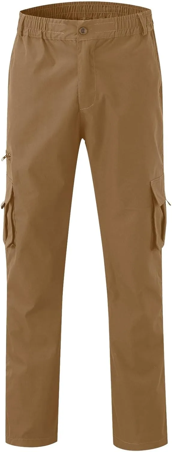 Cargo Pants for Men Wide Leg Pockets Elastic Waist Slim Legs Breathable Soft Fit Elasticity Comfy Fashion Trousers