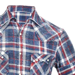 CMRJ450 - Cuadra navy-red cowboy fashion cotton shirt for men