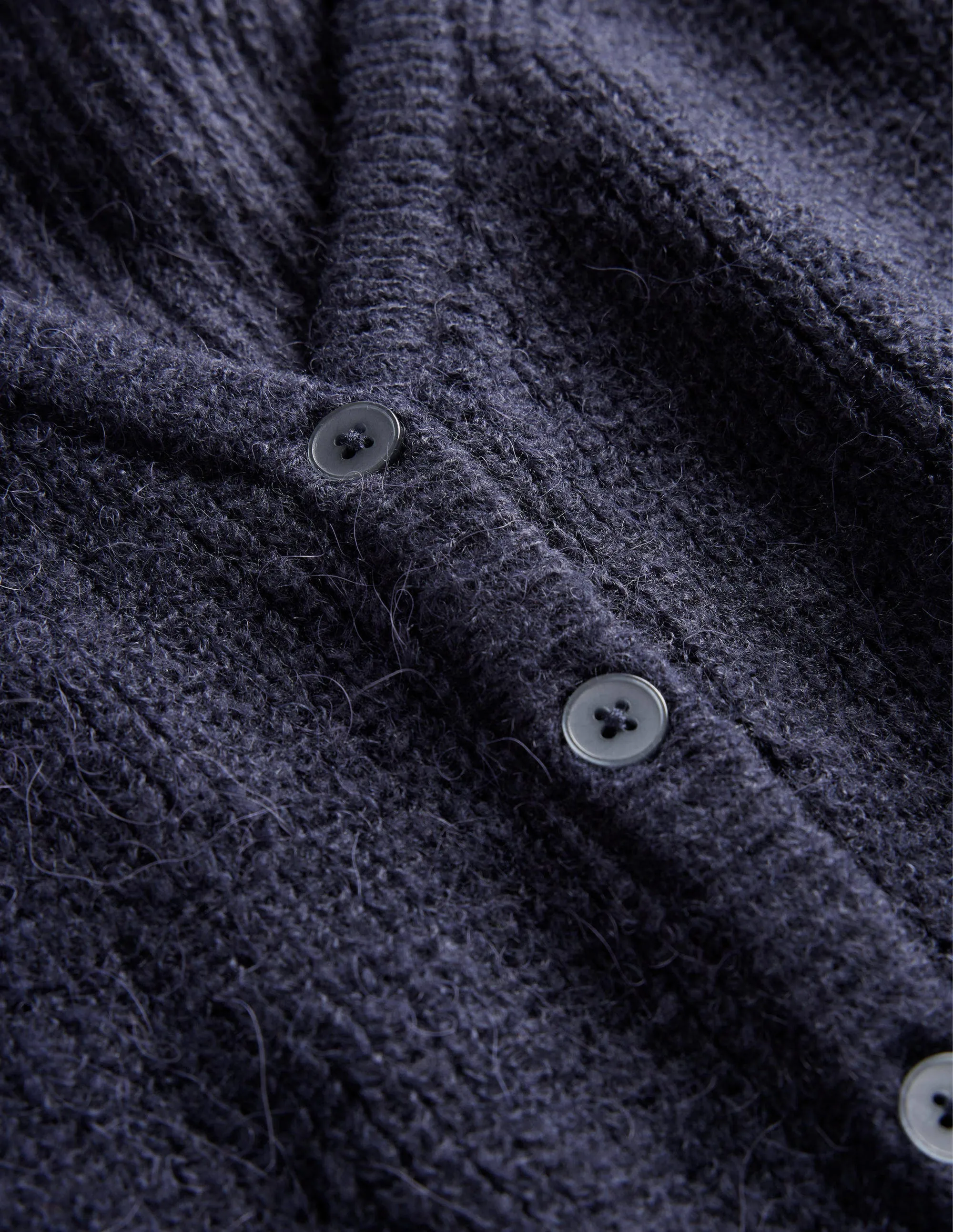 Cropped Fluffy Cardigan-Navy