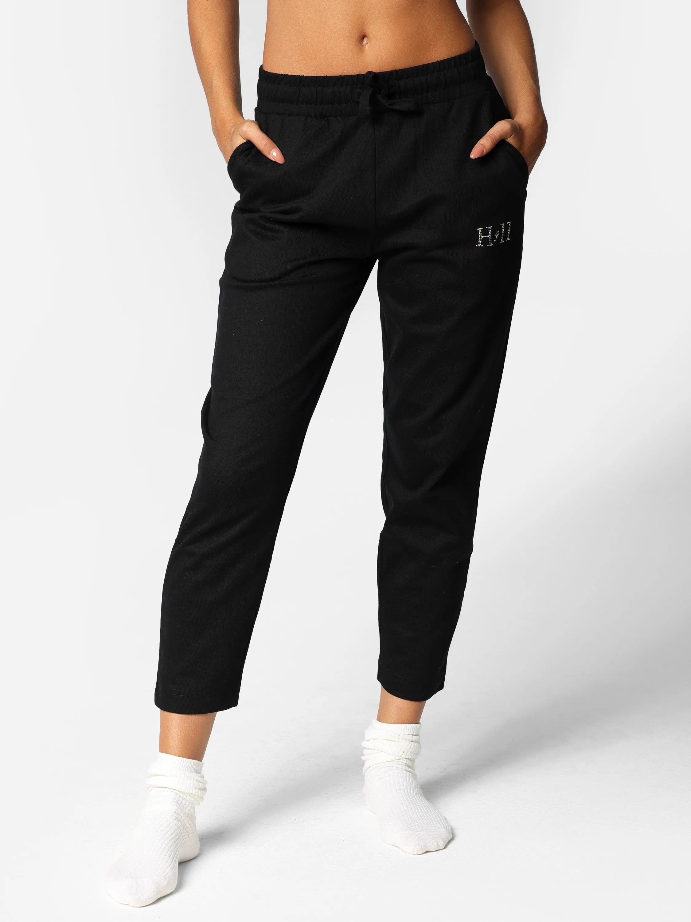 Crystal Pocket & Bedazzled Black Joggers
