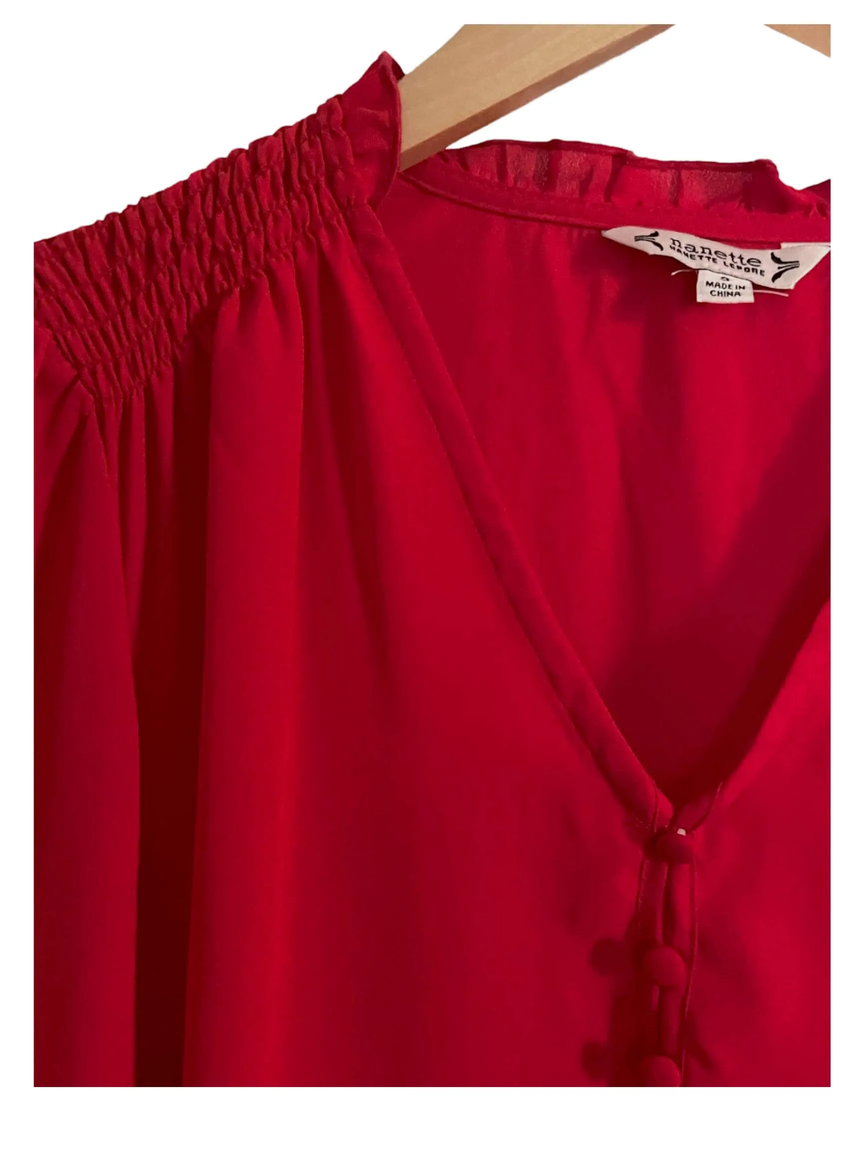 Dark Winter Crimson Ruby Smocked Blouse