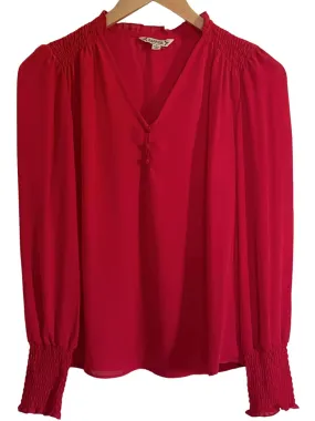 Dark Winter Crimson Ruby Smocked Blouse