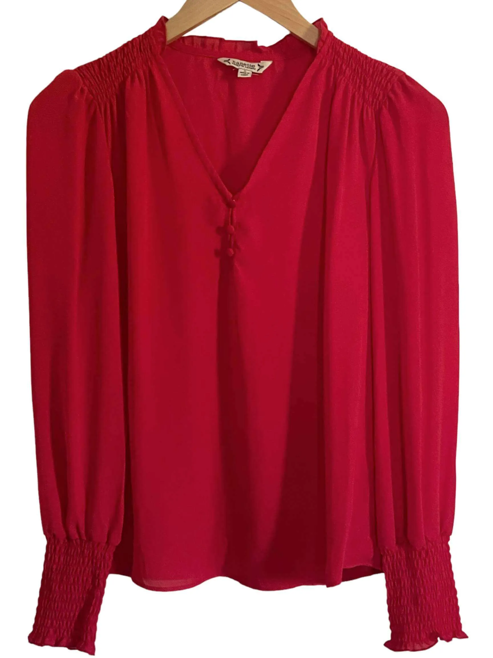 Dark Winter Crimson Ruby Smocked Blouse