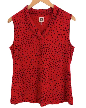 Dark Winter Triple Pleat Heart Print Top