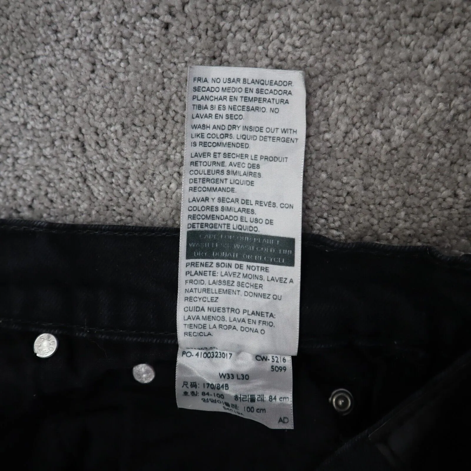 Denizen From Levis 216 Jeans Mens Black Solid Skinny Fit Denim Logo W33XL30