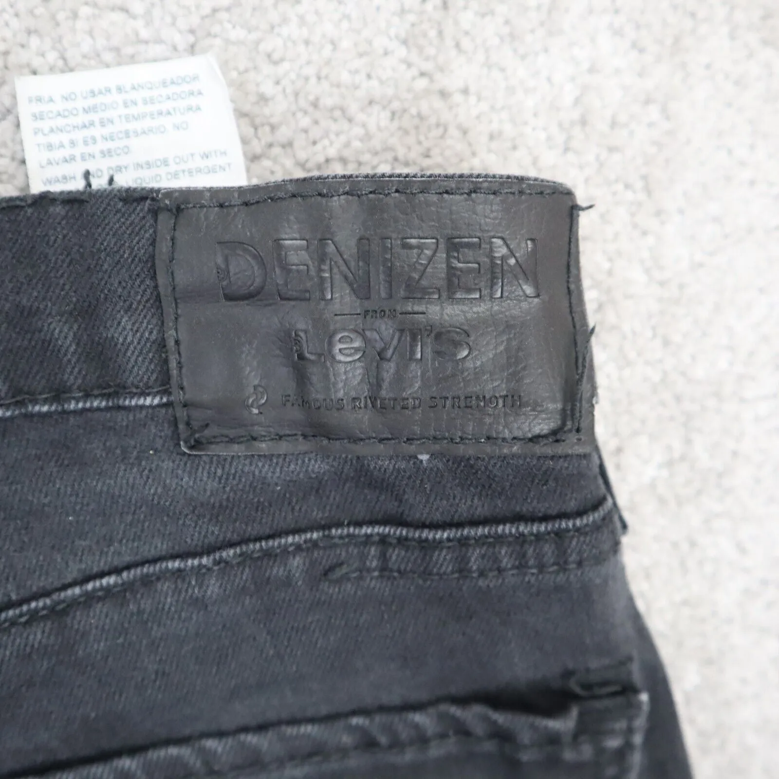 Denizen From Levis 216 Jeans Mens Black Solid Skinny Fit Denim Logo W33XL30