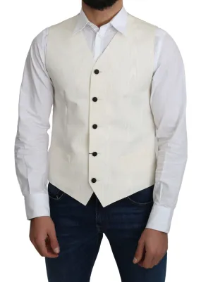 Dolce & Gabbana Elegant Off-White Silk Formal Vest