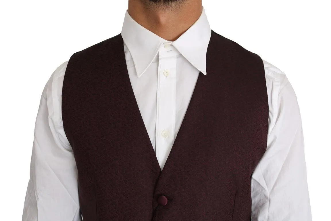 Dolce & Gabbana Elegant Purple Patterned Herre Formal Vest