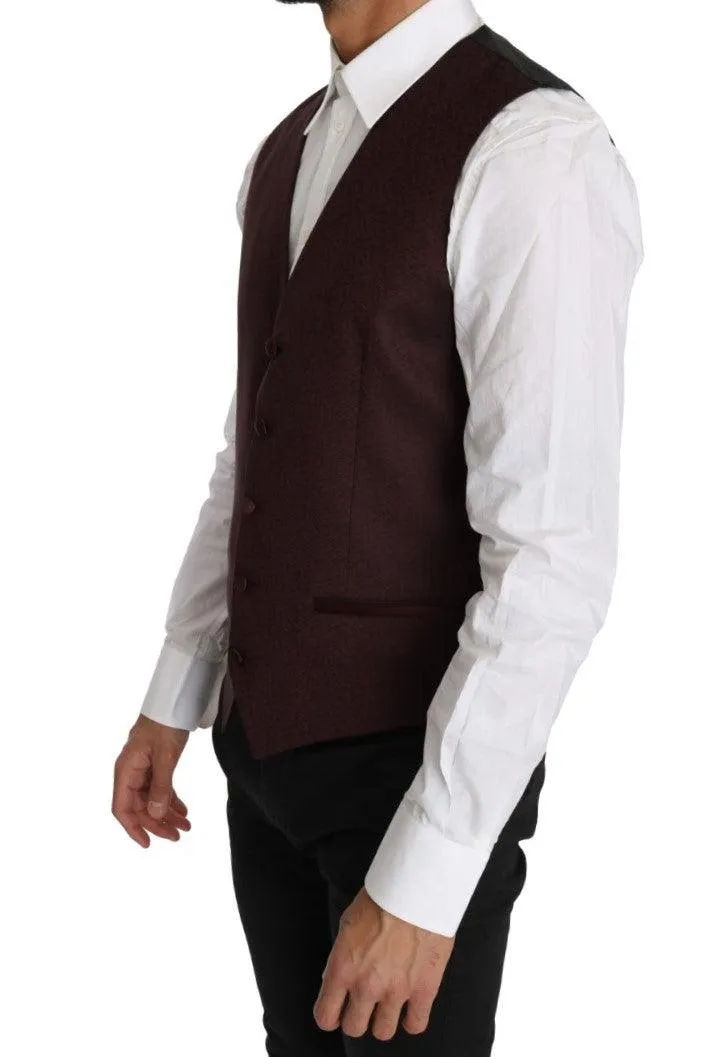 Dolce & Gabbana Elegant Purple Patterned Herre Formal Vest