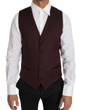 Dolce & Gabbana Elegant Purple Patterned Herre Formal Vest