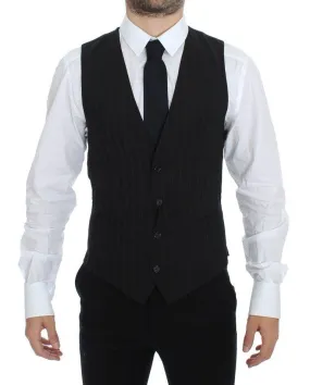Dolce & Gabbana Elegant Striped Wool Dress Vest