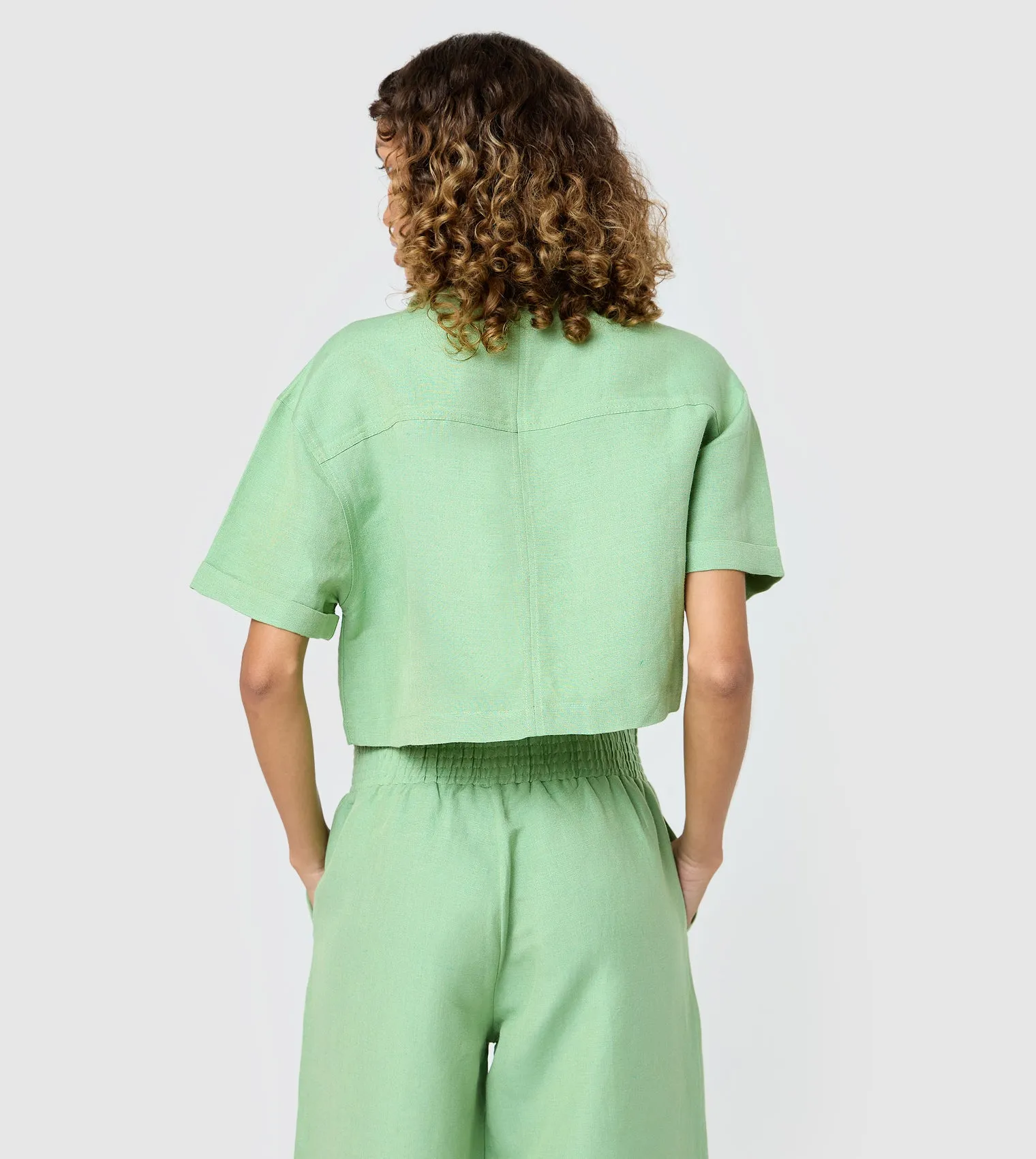 F5 Cropped Linen Shirt