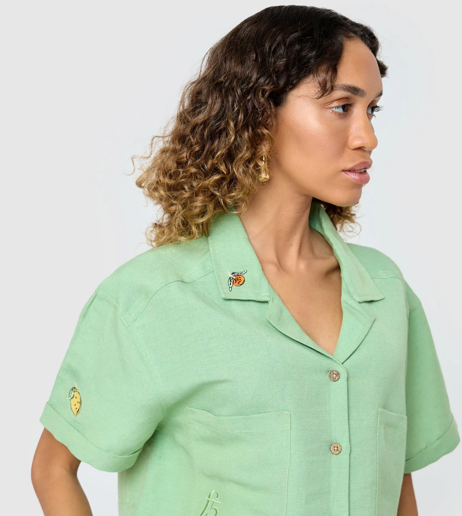 F5 Cropped Linen Shirt
