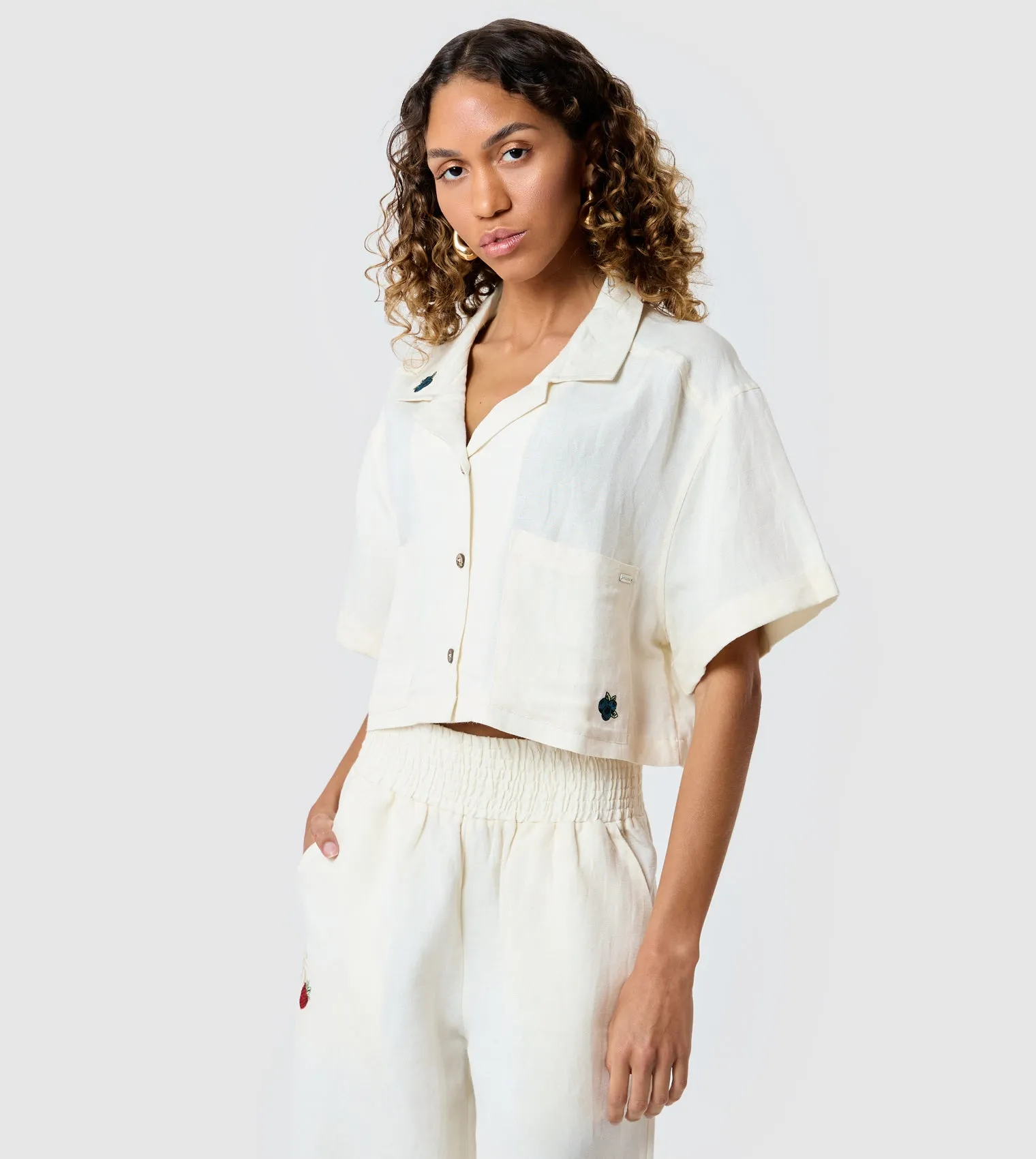 F5 Cropped Linen Shirt
