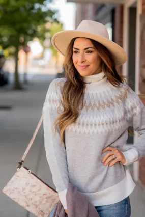 Fair Isle Cowl Neck Sweater
