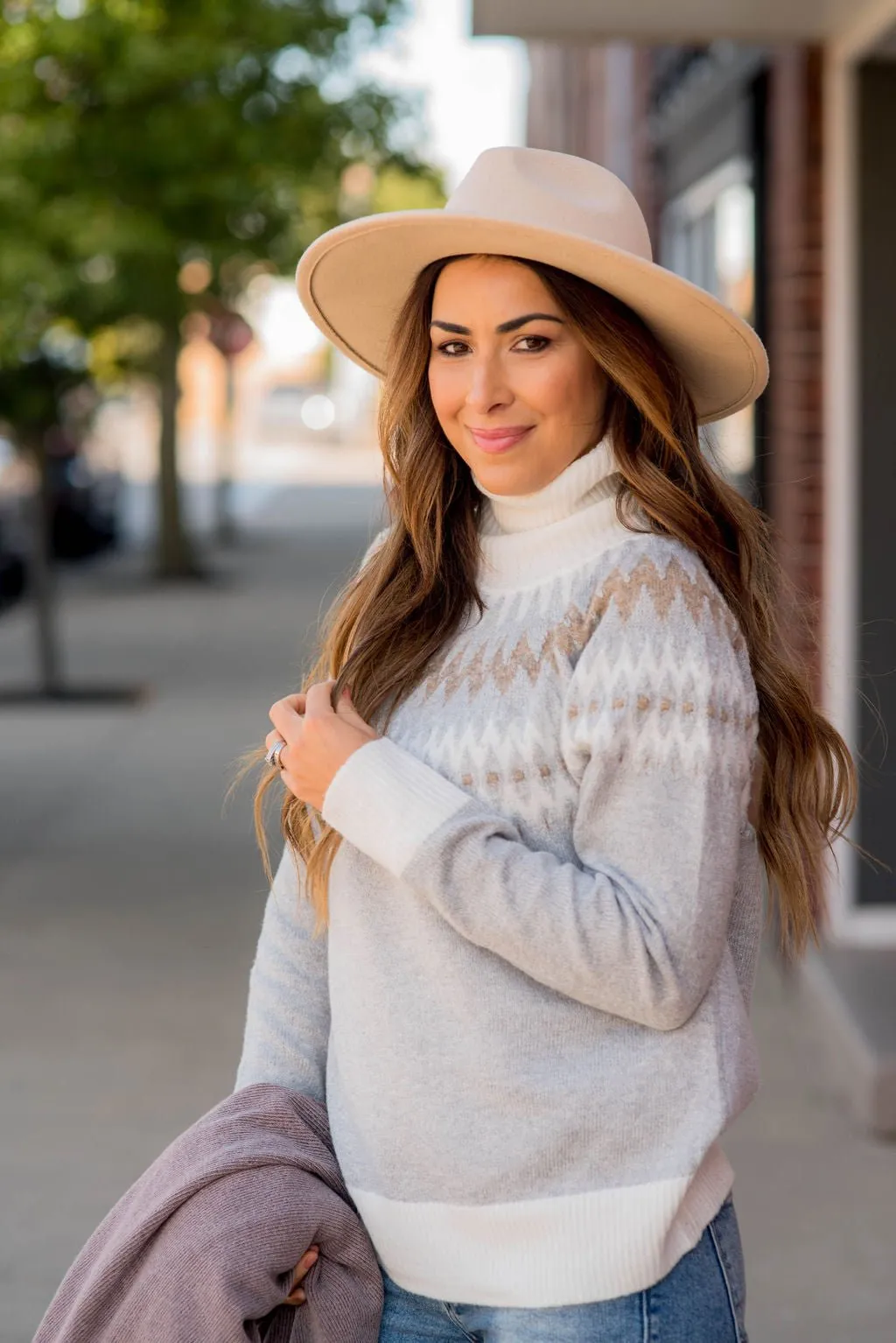 Fair Isle Cowl Neck Sweater