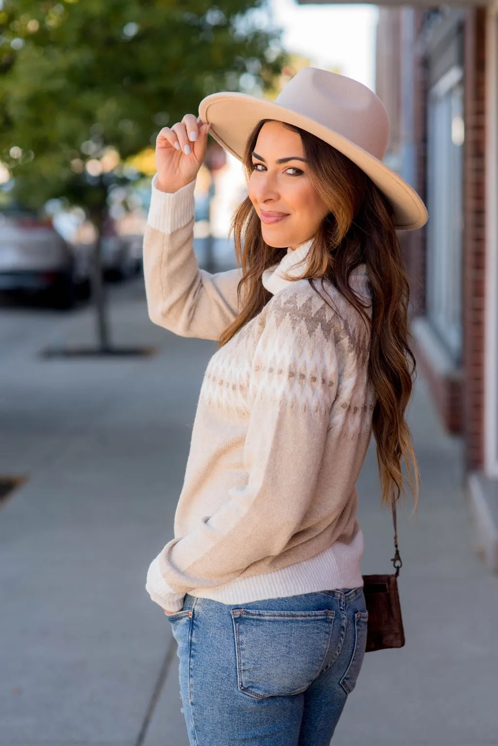 Fair Isle Cowl Neck Sweater