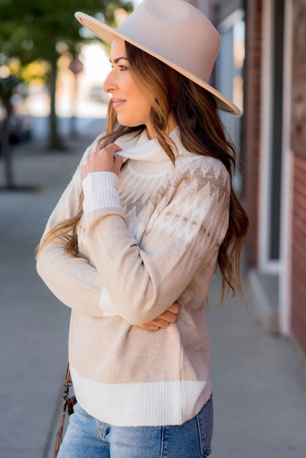 Fair Isle Cowl Neck Sweater