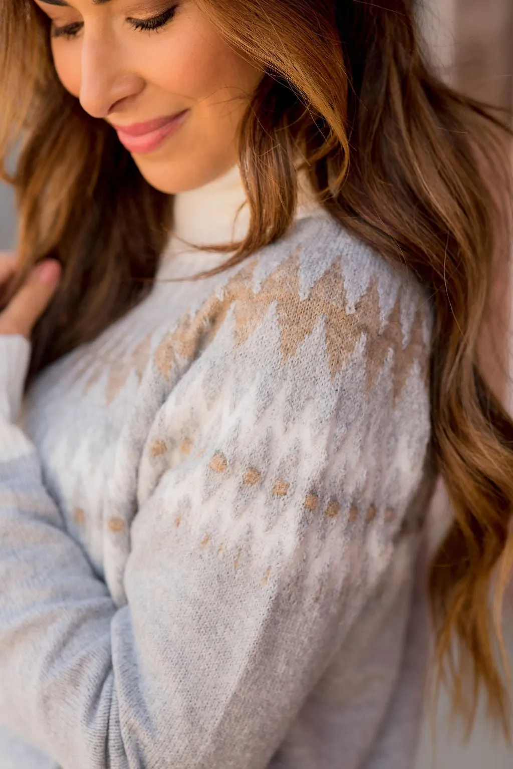 Fair Isle Cowl Neck Sweater