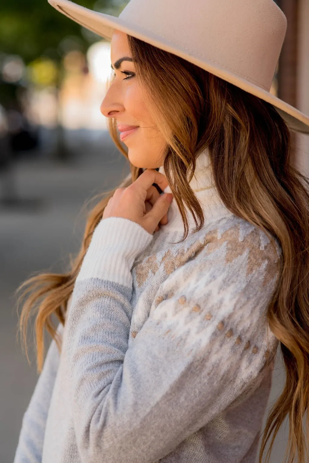 Fair Isle Cowl Neck Sweater