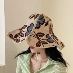 Fashionable sun protection big brim straw hat men and women summer tide foldable fan-shaped sunshade straw hat