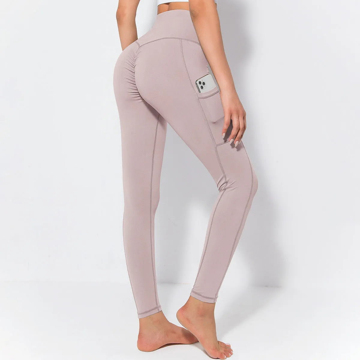Fitstyle  New Yoga  Pants Women  Side Pocket Shaping and Hip Lifting Skinny Stretchy Slimming Outerwear Leggings