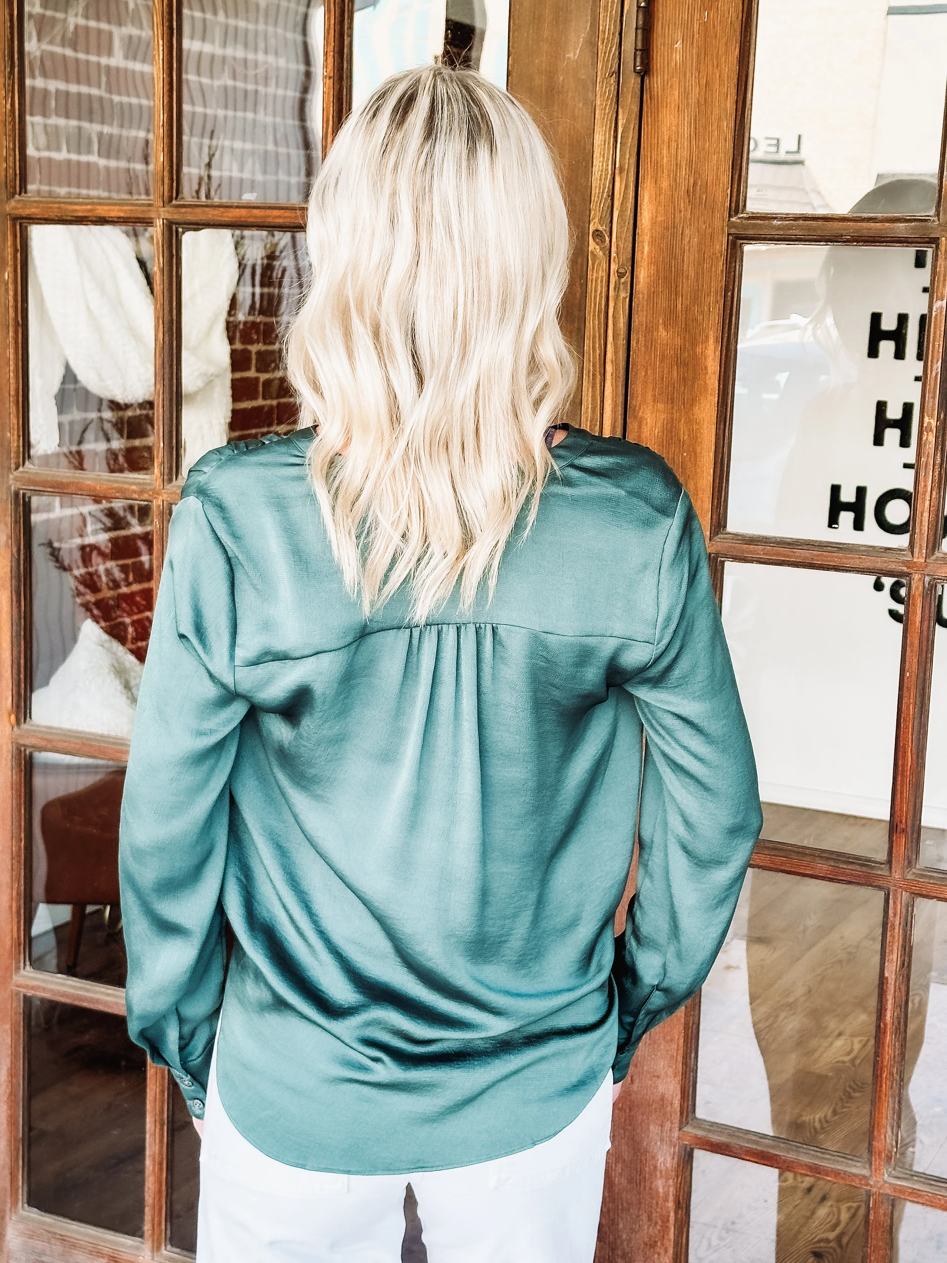 Forest Green Long Sleeve Blouse